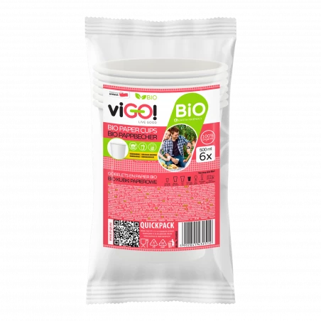 viGO! Kubki papierowe z warstwą PLA białe 500ml 6 sztuk , akcesoria piknikowe