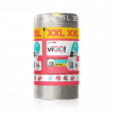 VIGO! Bolsas LD Premium con cinta XXL PLATA 35L 50uds