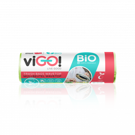 viGO! Bio-PLA-Beutel, grün verschnürt, 35L, 10 Stück