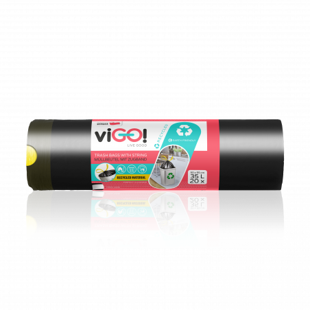 viGO! Eco Bags LD med tape, sort, 35l, 20 stk