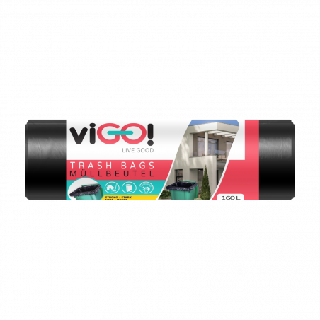 viGO! LDPE black garbage bags 160L