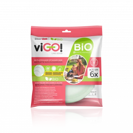 viGO! Bio Sugarcane lautaset pyöreät ⌀22cm 6 kpl 1