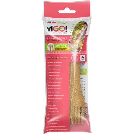viGO! Reusable forks 6pcs wood fiber