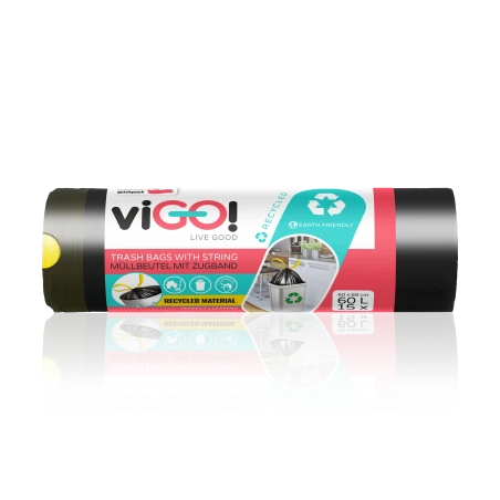 viGO! Bolsas de basura con cinta 60L - 15 unidades