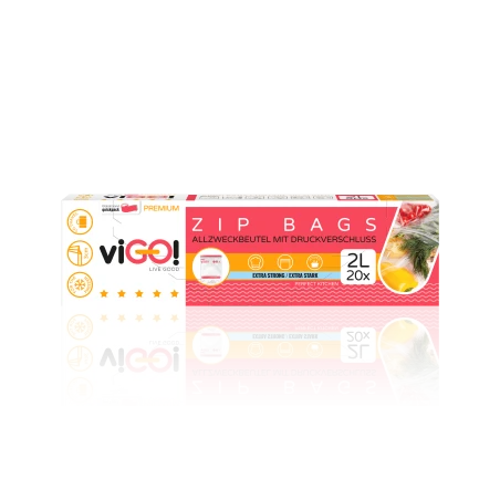 viGO! Sachets zip LD 2L, boîte de 20 pièces