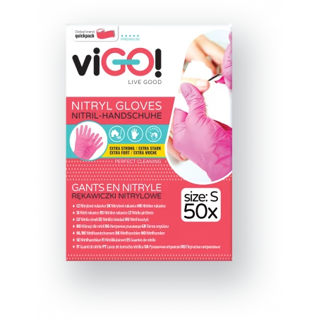 Ružová nitrilové rukavice veľkosť S-50 kusov
