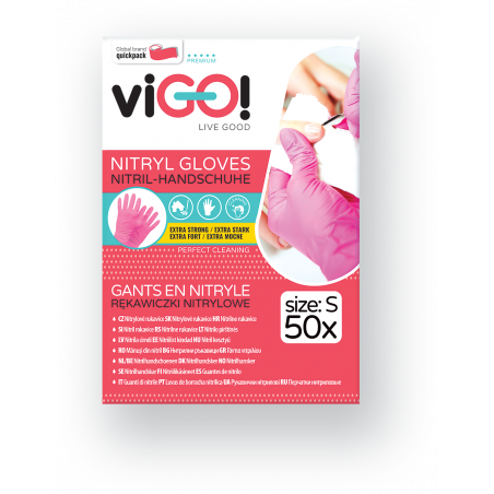 Gants en nitrile rose Taille pièces S-50