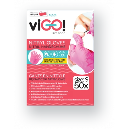 Gants en nitrile rose Taille pièces S-50