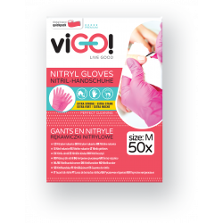Růžový nitrilové rukavice velikost m-50 kusů