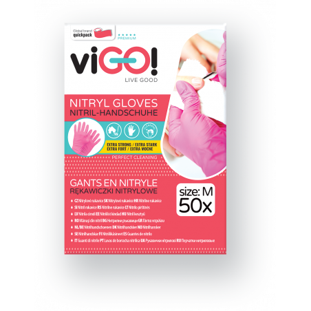 Gants en nitrile rose Taille pièces M-50