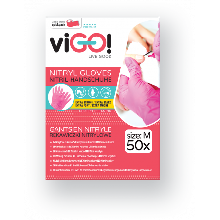 Guantes de nitrilo color rosa tamaño piezas M-50