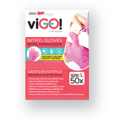 Gants en nitrile rose Taille pièces L-50