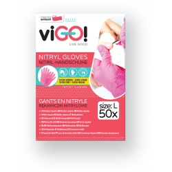 Pink nitrile gloves size L-50 pieces