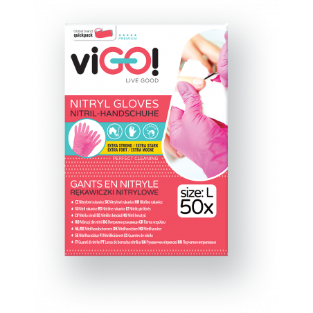 Pink nitrile gloves size L-50 pieces